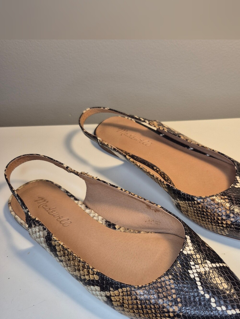 Madewell Leather "Snakeskin" Margo Slingback - 8.5